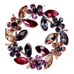 NWOT Classic Multi-colored Jeweled Circle Brooch